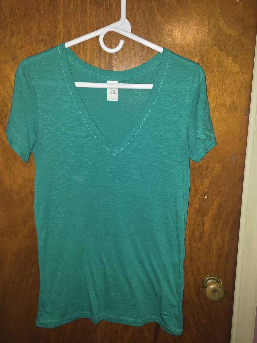 PINK Victoria's Secret Green V-Neck Short Sleeve Sleep Shirt